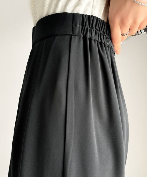 すっきりシルエット。防シワ効果素材2タックハイウエストワイドパンツ ce0940222