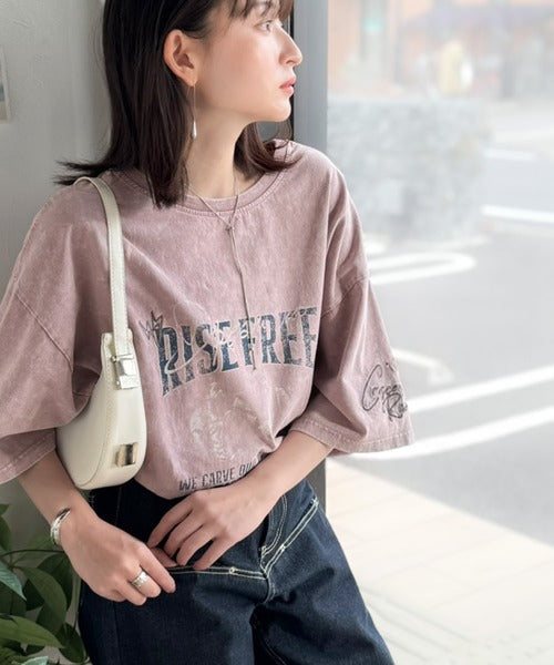 《JaVaジャバコラボ》キャッチーな個性派スタイル。綿100％前後2wayアシッドウォッシュビッグロックTシャツ(半袖） jv1260545