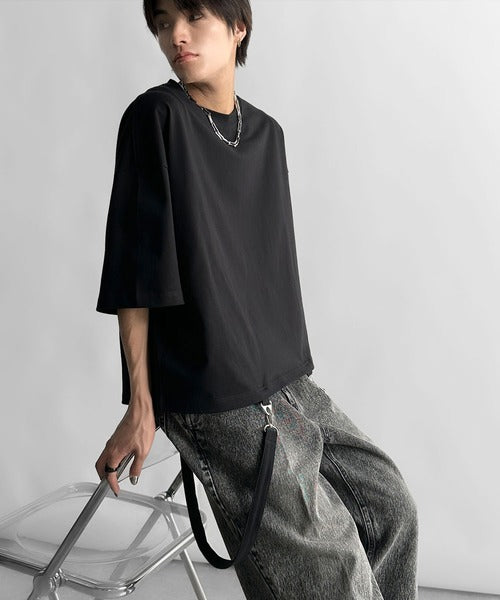 Belt Design Transformable Cropped T-Shirt／脱着式ベルトデザインショート丈Tシャツ co1150015