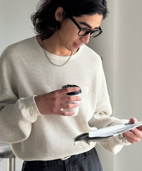 【Classical Origin】「ヘビーウェイト一択。」綿100％ワッフルクルーネックビッグTシャツ／Cotton 100% Waffle Crew Neck Big T-Shirt co0780014