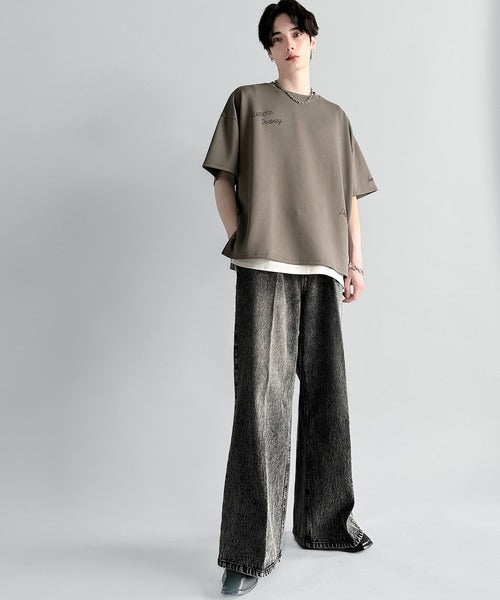 Logo Rhinestone Design Dolman Oversized Tee／ラインストーンロゴ使いドルマンオーバーサイズTシャツ co1010003