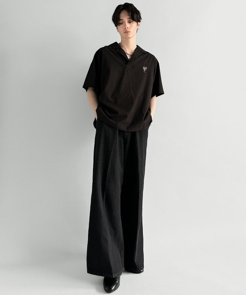 Cotton100%  Ripstop Open Collar Pullover Shirt／コットン100％リップストップ素材オープンカラープルオーバーシャツ co1150012