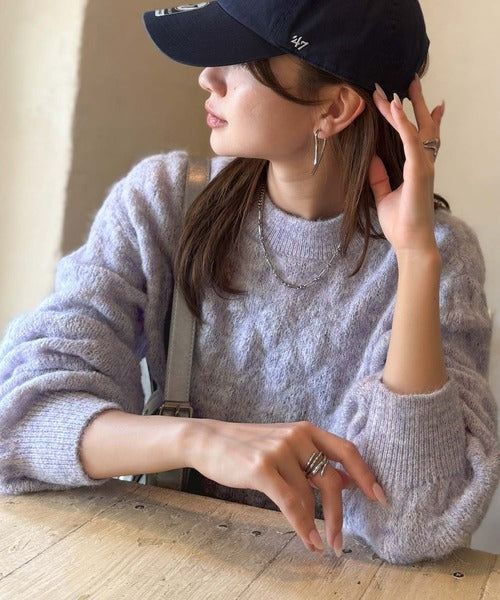 【mily bilet】ふんわり立体感で冬コーデを格上げ◎プレート使いポコポコミックスニットプルオーバー mi1259021