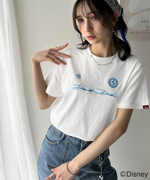大人女子必見！　綿100％「ディズニー」サイン風刺繍Tシャツ（半袖） ce1330037