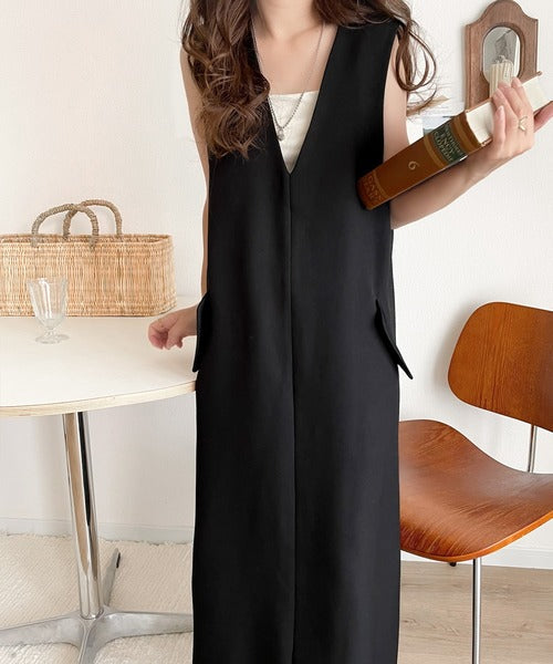 上品リラクシーstyle。ポケット付Vネックワンピース ce1260076