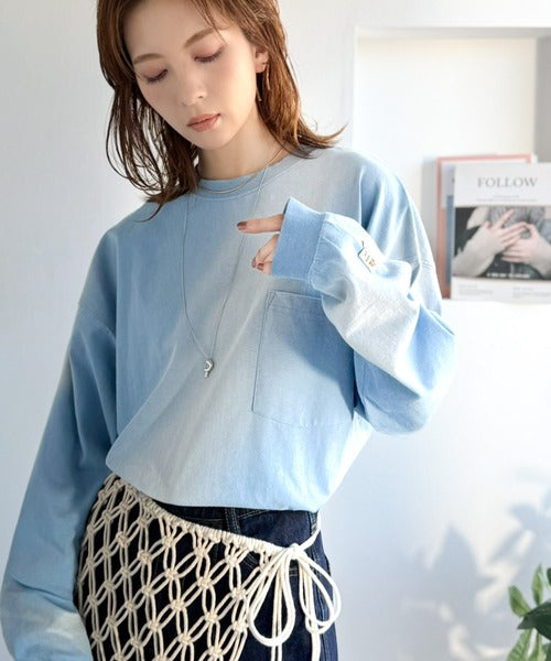 《JaVaジャバコラボ》垢抜け！大人のストリートstyleを作る。綿100％スプレーダイ加工オーバーサイズTシャツ（長袖） jv1020358