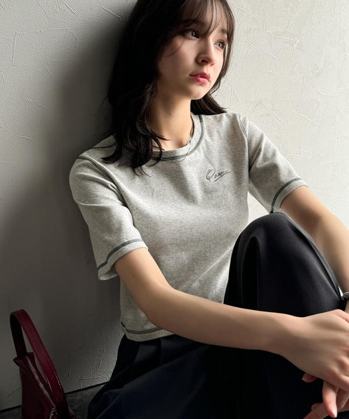 1枚で今っぽデザイン♪PAEAN刺繍配色ステッチチビTシャツ（半袖） ce1020200