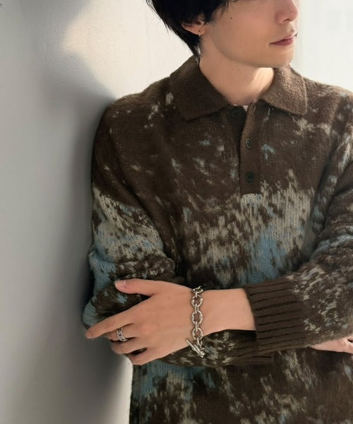 【Classical Origin】「まるで毛布。」モヘアライクシャギー素材ニットポロシャツ／Mohair-Like Shaggy Knit Polo Shirt co0780004