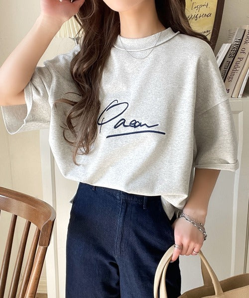 《JaVaジャバコラボ》大胆ロゴで魅せる。前後2way裏毛胸元PAEANロゴ半袖Tシャツ jv1260422