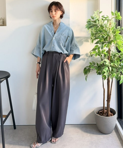 【Classical Evon】一枚でこなれ見え、品よく羽織れる。大人のライトデニムシャツ ev1070202