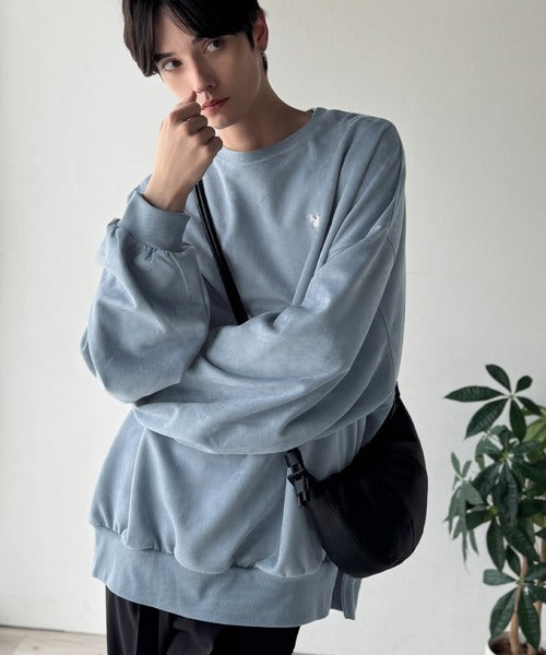 【Classical Origin】「やっぱりビッグシルエット！」スウェードポンチ素材ビックシルエットトレーナー（長袖）/Suede material big silhouette sweatshirt co1010030