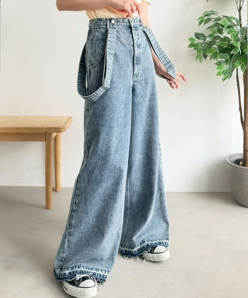 《AYA×クラシカルエルフコラボ》サスペンダーの着脱で印象ガラリ。2wayサスペンダー付きデニム（ワイド） ce1015106