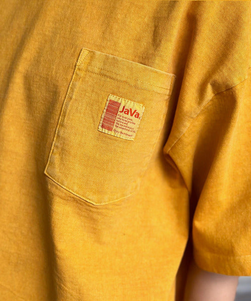 《JaVa ジャバコラボ》古着風ストリートMIX。綿100%ヘヴィーウエイト胸ポケピグメントTシャツ jv1029020