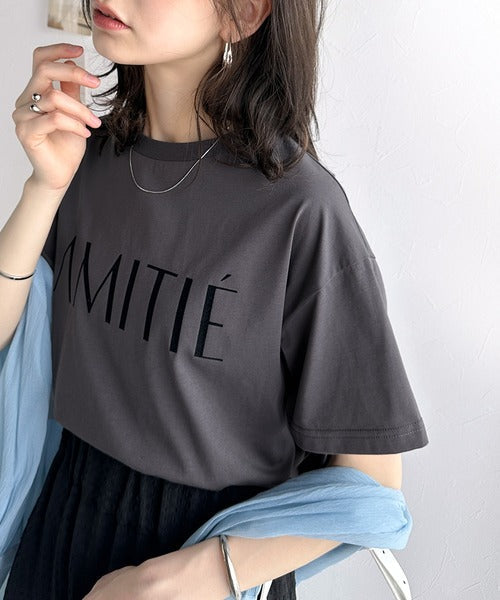 ワンランク上の大人シンプルベーシック。シルケット加工フロッキープリントTシャツ（半袖） ce1020202