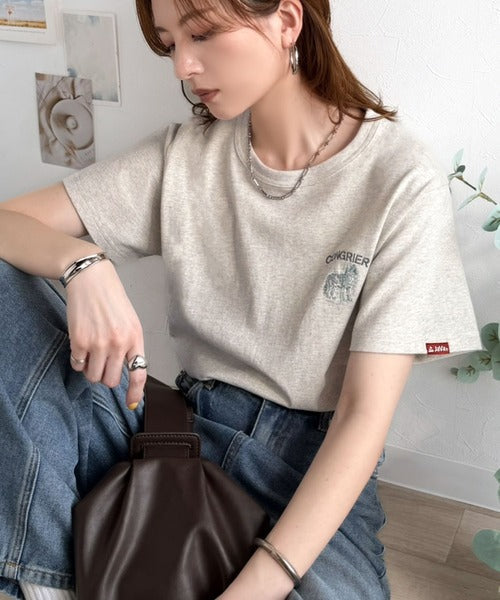 《JaVa ジャバコラボ》大人の遊び心をプラス。綿100％オオカミ刺繍Tシャツ（半袖） jv1330074