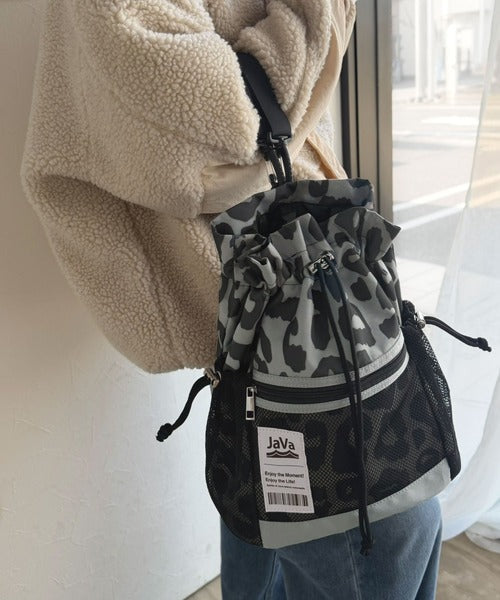 《JaVa ジャバコラボ》毎日の相棒バッグ！メッシュ使い巾着２WAYリュック jv1179064