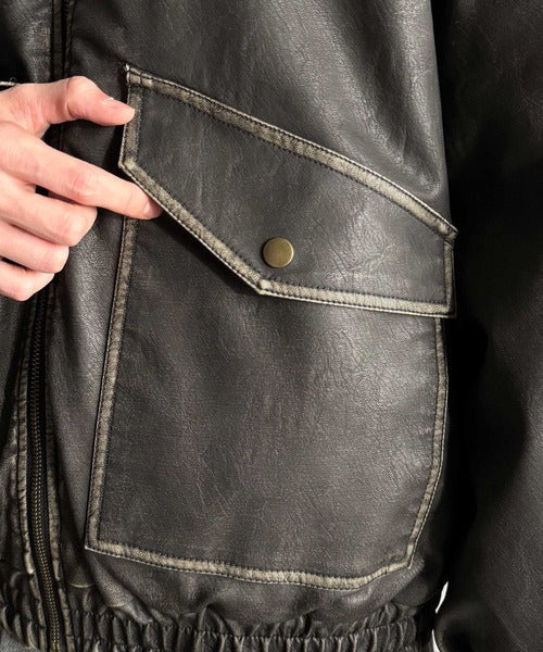 【Classical Origin】「Sランクアイテム。」ヴィンテージレザー中綿入りブルゾン／Vintage Leather Padded Blouson co1320001
