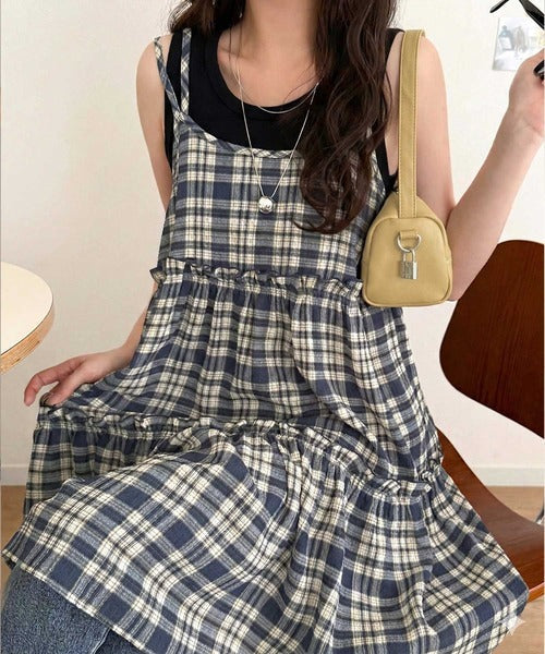 【mily bilet】360度どこから見ても大人可愛い!　切替シアーティアードキャミチュニック mi1019119