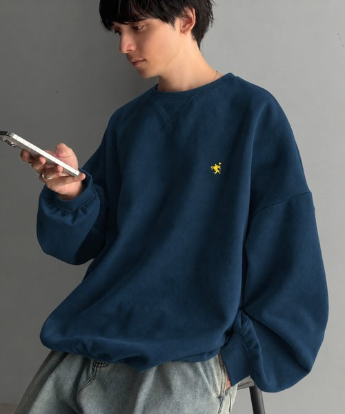《JaVaジャバコラボ》刺繍が映える"ゆるっと"スウェット。胸刺繍ライトウェイト裏起毛ドルマントレーナー jo0780030