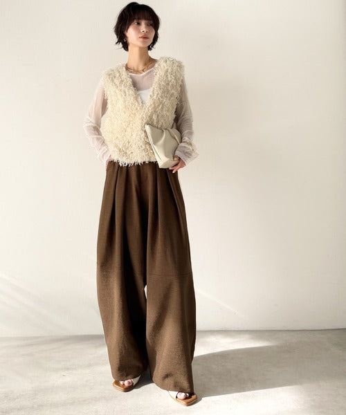【Classical Evon】歩く姿も、様になる。リネンライクインタックコクーンパンツ（セットアップ可） ev1070205