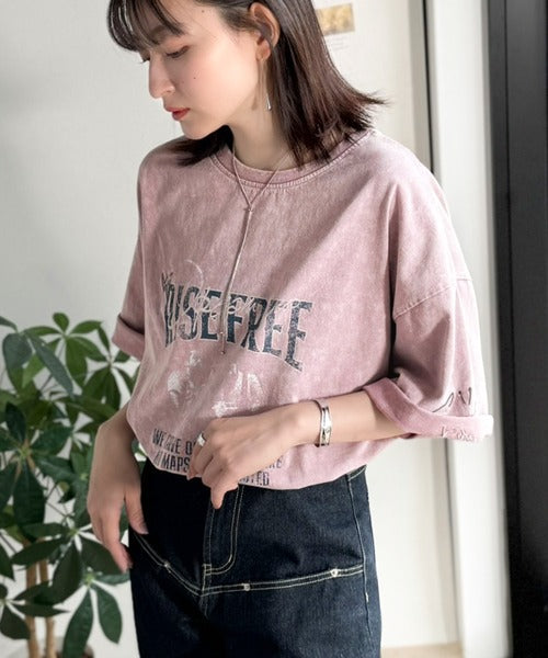 《JaVaジャバコラボ》キャッチーな個性派スタイル。綿100％前後2wayアシッドウォッシュビッグロックTシャツ(半袖） jv1260545