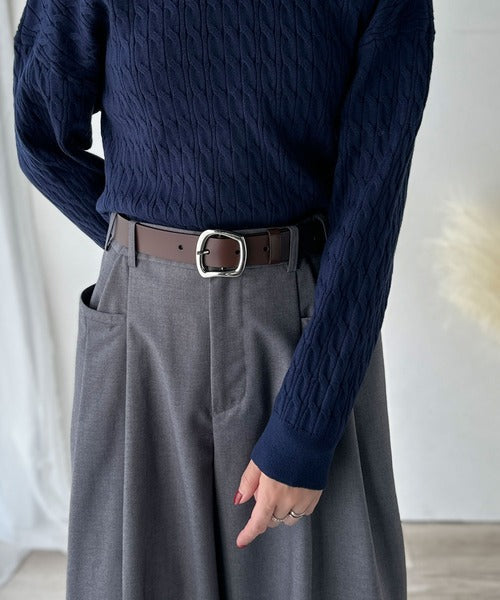 コーデにひとさじ、高級感。牛床革アソートバックルレザーベルト ce1029151