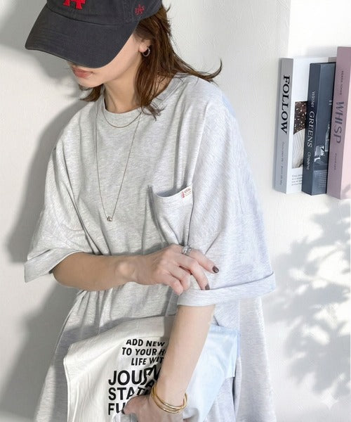 《JaVaジャバコラボ》大人のこなれ感漂う。 綿100％ビッグポケットオーバーサイズTシャツ（半袖） jv1260540