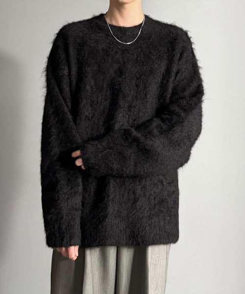【Classical Origin】「深みのある1着。」ミックスシャギー素材クルーネックセーター／Mixed Shaggy Crew Neck Sweater co0780010