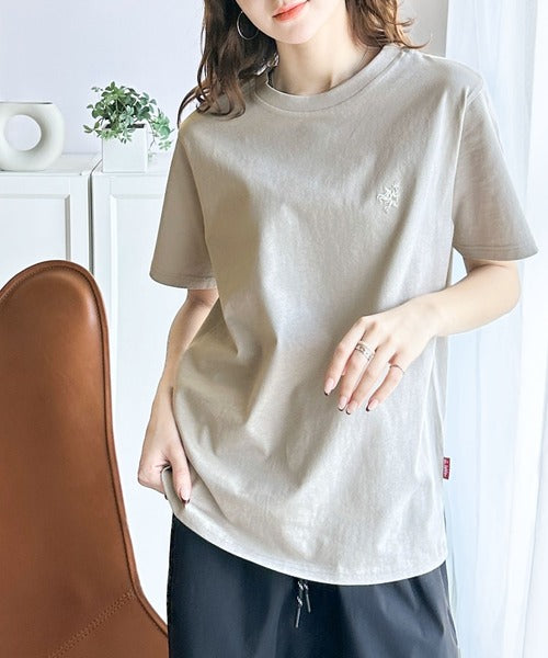 《Javaジャバコラボ》【sustaina+】大人の上級シンプル。滑らか綿100％ワンポイント刺繍Tシャツ jv1260113