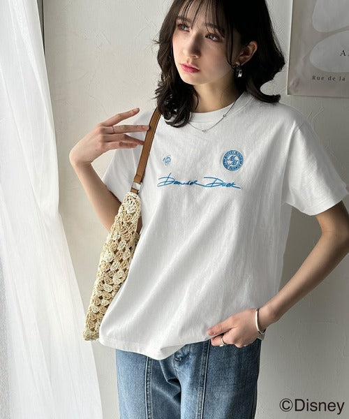 大人女子必見！　綿100％「ディズニー」サイン風刺繍Tシャツ（半袖） ce1330037