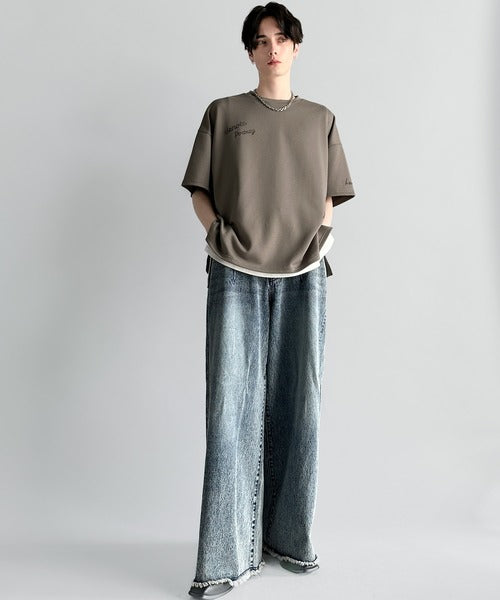 Logo Rhinestone Design Dolman Oversized Tee／ラインストーンロゴ使いドルマンオーバーサイズTシャツ co1010003