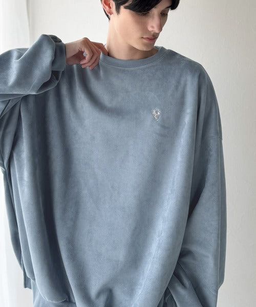 【Classical Origin】「やっぱりビッグシルエット！」スウェードポンチ素材ビックシルエットトレーナー（長袖）/Suede material big silhouette sweatshirt co1010030