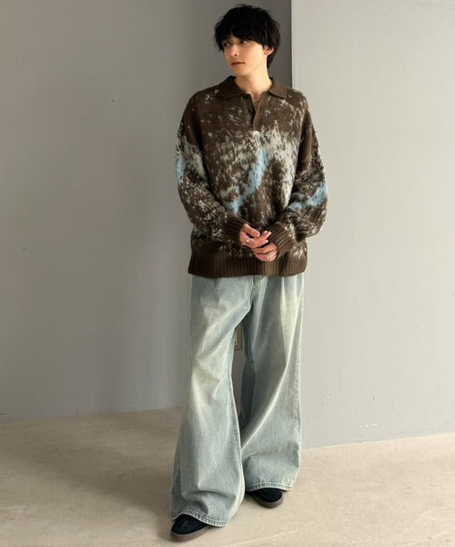 【Classical Origin】「まるで毛布。」モヘアライクシャギー素材ニットポロシャツ／Mohair-Like Shaggy Knit Polo Shirt co0780004
