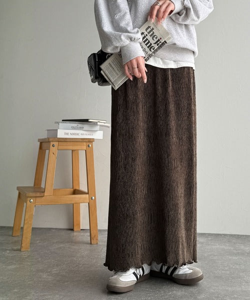 微光沢素材が叶える大人の余裕。ウエスト2wayふんわり楊柳プリーツスカート（ロング丈） ce1020289