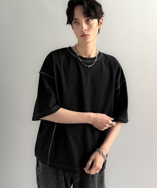 【Classical Origin】「1枚でも羽織でも。」インサイドアウト仕様2wayダブルジップTシャツ／Inside-Out Oversized Double-Zip 2way T-Shirt co1150018
