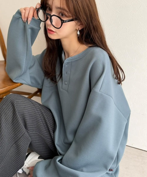 《JaVaコラボ》ラフに着るほど、サマになる。ダンボール素材ヘンリーネックTシャツ（長袖） jo1010077