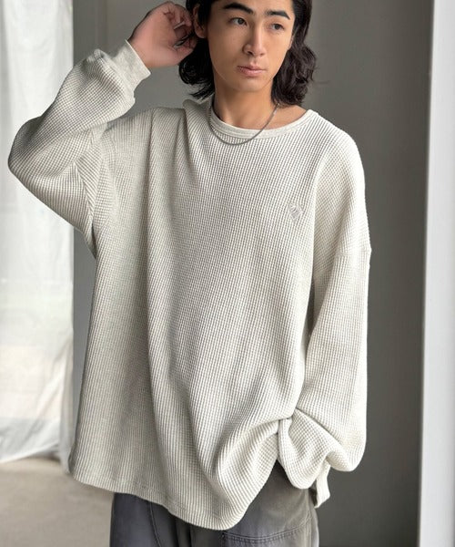 【Classical Origin】「ヘビーウェイト一択。」綿100％ワッフルクルーネックビッグTシャツ／Cotton 100% Waffle Crew Neck Big T-Shirt co0780014