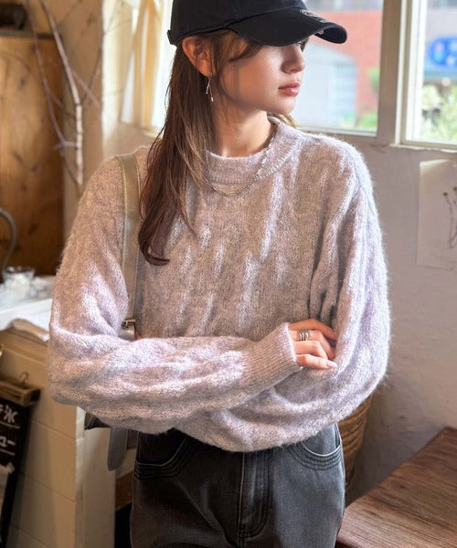 【mily bilet】ふんわり立体感で冬コーデを格上げ◎プレート使いポコポコミックスニットプルオーバー mi1259021