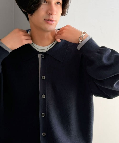 きちんと感に、差し色の遊び心を。ミラノリブ配色ニットシャツ / MILANO RIB COLOR BLOCK KNIT SHIRT co1020004