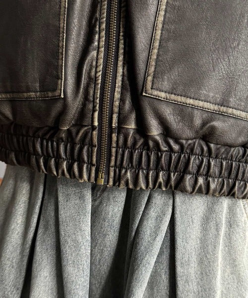【Classical Origin】「Sランクアイテム。」ヴィンテージレザー中綿入りブルゾン／Vintage Leather Padded Blouson co1320001