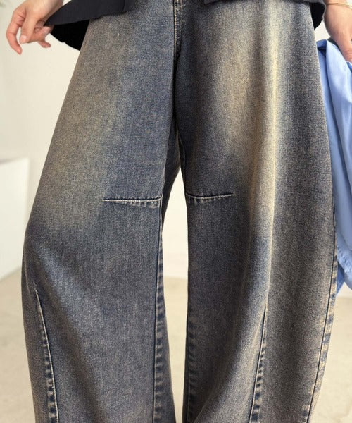 《JaVaジャバコラボ》ゆるっと可愛い、最旬シルエット。バレルレッグワイドカーブデニムパンツ jv1400004