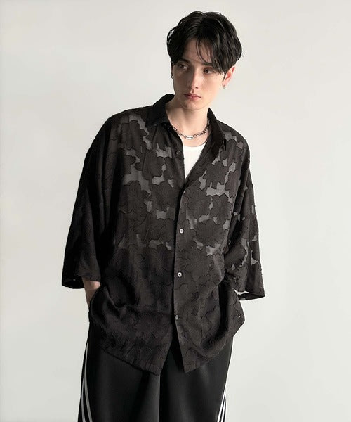 Sheer Jacquard Dolman Sleeve Shirt／フラワー柄シアージャカードドルマンシャツ co1150008