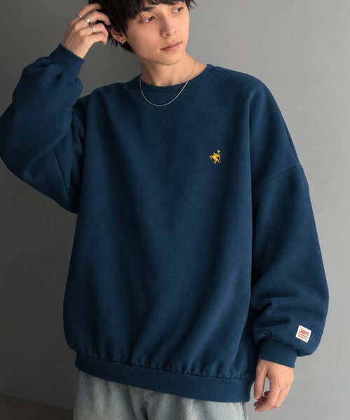 《JaVaジャバコラボ》刺繍が映える"ゆるっと"スウェット。胸刺繍ライトウェイト裏起毛ドルマントレーナー jo0780030