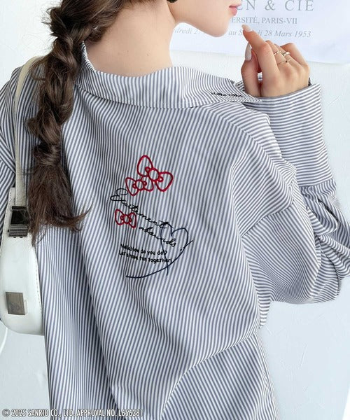 【Sanrio characters/サンリオキャラクターズ】可愛さ100％！ランダム刺繍ストライプシャツ(長袖) ce1350002