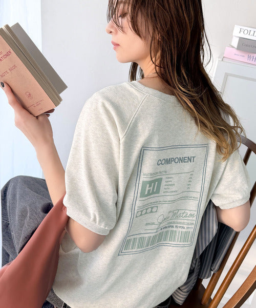 大人カジュアルの新定番。前後2wayグラフィック刺繍＆プリント裏毛スウェットトップス（半袖） ce1260367