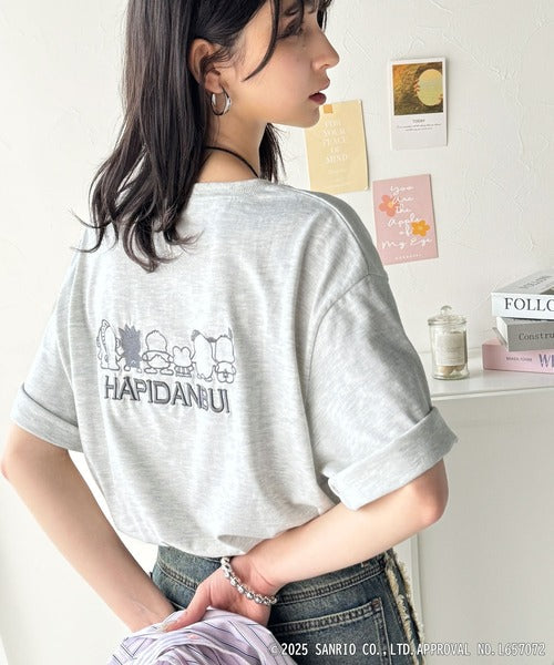 【Sanrio characters/サンリオキャラクターズ】人気キャラ大集合！はぴだんぶいバック刺繍ビッグTシャツ(半袖) ce1350004