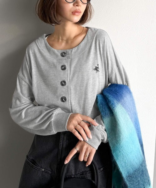 着回し力抜群♪リラックスシルエットで程よい抜け感◎胸刺繍ヘンリーネックトップス ce1020324