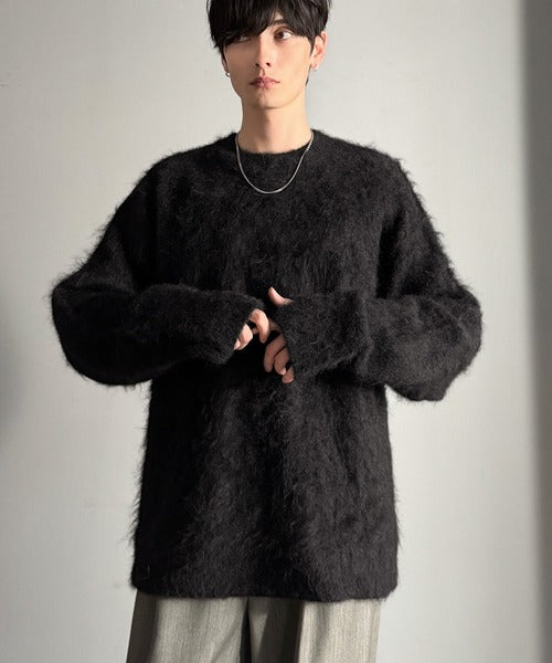 【Classical Origin】「深みのある1着。」ミックスシャギー素材クルーネックセーター／Mixed Shaggy Crew Neck Sweater co0780010