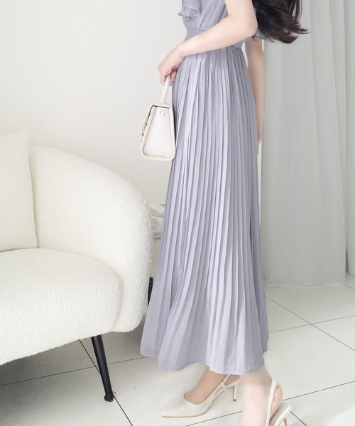 【mily bilet】ふんわり揺れる可愛さ。プリーツ加工シアーフリルワンピース mi1139064