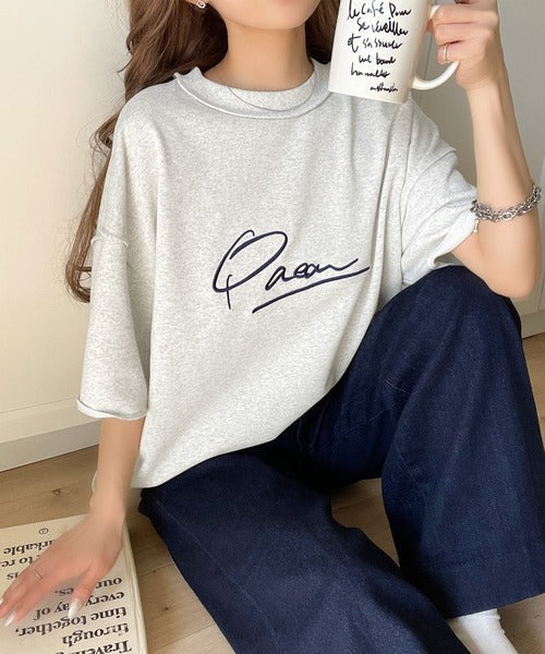 《JaVaジャバコラボ》大胆ロゴで魅せる。前後2way裏毛胸元PAEANロゴ半袖Tシャツ jv1260422